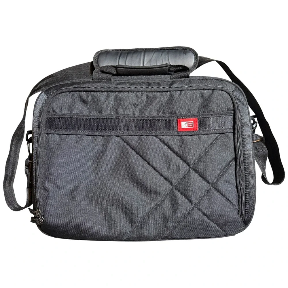 Case Logic Laptop Bag Shoulder Messenger Work School Travel Black Red‎ Trim